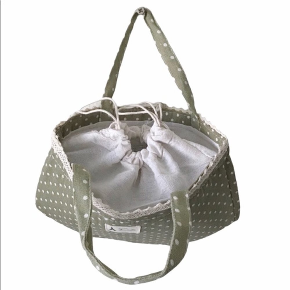 Mini Handmade Collapsible Green Bucket Bag - Picture 4 of 9